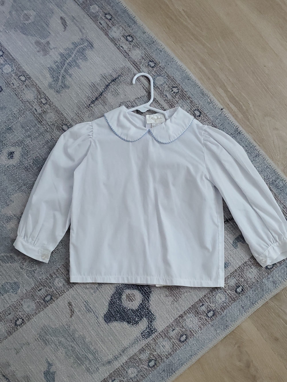 Rosalina Collections Kids White Long Sleeve Shirt Top Peter Pan Collar Sz4T